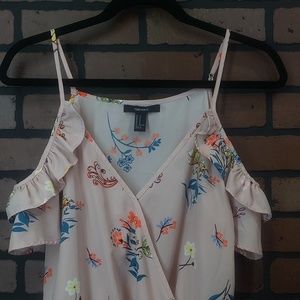 Forever 21 cold shoulder floral blouse